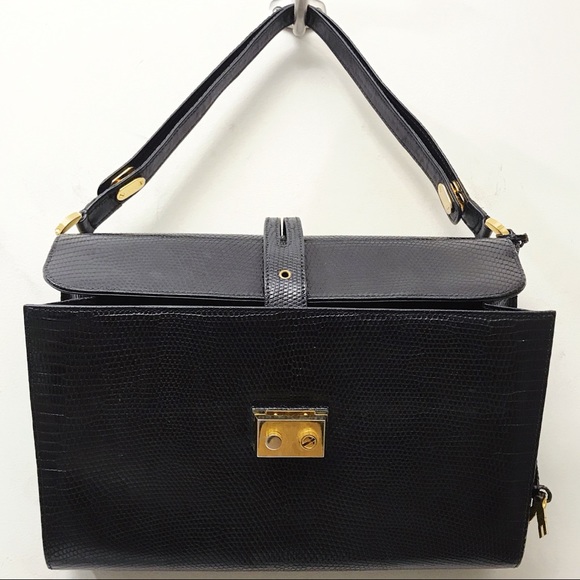 Mark Cross Lizard Leather Jumbo Flap Shoulder Bag - Picture 9 of 11